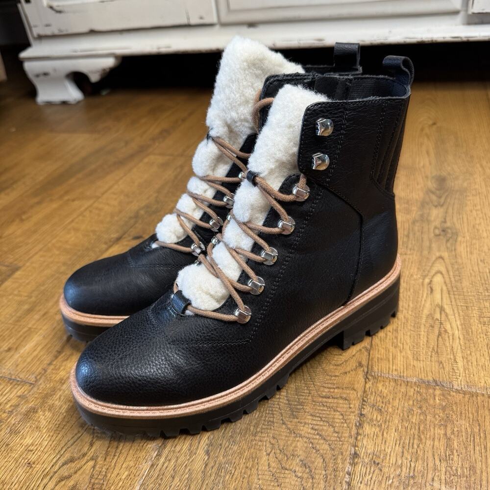 INDIGO RD. Iririe Faux-Fur Hiker Sherpa Booties Women’s Size 7 Boots Combat - Picture 2 of 7